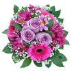 Picture a bouquet as radiant as an Oxford spring, where each element is chosen for depth, colour, and cheer. Lavender roses-full and fragrant-anchor the arrangement, their classic charm softened by the lively magenta gerberas that peek through with gleaming, textured centers. Between them, playful daisies and lush magenta chrysanthemums add depth, their yellow hearts bringing a bright, sunlit cheer, much like the golden hues found in Christchurch Meadow on a June day. Baby's breath is woven throughout, its tiny white blossoms creating a gossamer veil that makes the bold colours pop and adds a whimsical, almost magical touch. Framing this tapestry of purple and pink are dark green leaves, polished and vibrant-an invitation to experience the freshness that a skilled Oxford florist delivers daily. Each flower is arranged with the gentle expertise one would expect in this city of tradition and beauty. Perfect for birthdays, heartfelt thanks, or to celebrate accomplishments big or small, this bouquet brings a touch of Oxford's floral elegance into every home it enters.