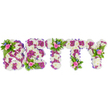 A carefully formed floral tribute spells out the name BETTY in bold, freestanding capital letters, photographed against a clean white background so every texture and hue reads clearly. Each block letter is built on a dense cushion of creamy white chrysanthemum heads, their soft, pillowy surfaces overlapping like fresh snow to create a serene base. Within and around those white fields, clusters of vibrant magenta-purple chrysanthemums trace inner contours and create a contrasting pattern that defines each letter's shape with depth and dignity. Along the outside edges a narrow band of subtle purple ribbon fashions a gentle frame, smoothing the transitions between blooms and giving the whole piece a finished, respectful look. At carefully chosen points - the upper loop of the B, the top of the central T and the upper arm of the Y - delicate mini-bouquets perch as tender accents. Those small clusters contain soft pink roses, some opened to reveal layered petals and others kept as tight buds, paired with tiny bright blue flowers that read like forget-me-nots or cornflowers and lend a quiet, hopeful sparkle. Sprays of fresh green foliage, including feathery fern fronds, cradle the roses and add a garden-fresh scent and visual relief against the bold white and purple. The overall effect is one of restrained elegance: colours that convey sympathy and love, textures that invite touch, and a composition that reads as a personal farewell. This bespoke BETTY tribute is the kind of memorial piece commonly chosen for a funeral or celebration of life in Oxford - often entrusted to a local florist for careful placement at a wake, chapel or crematorium service near the High Street or University Parks, where it will stand as a clear, heartfelt emblem of remembrance.