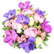 Gazing at this bouquet, you're immediately embraced by the gentle collision of pastel pinks and sunlit ivory, set aglow by the unexpected majesty of deep violet orchids. The peonies form the heart: layered, near-spherical blossoms with ruffled edges, soft and fragrant, like a delicate tulle skirt in spring. Rosy spray clusters provide a youthful, bashful lift, while cream-white roses add serene, vanilla warmth. It's the orchids, though, that steal the spotlight: violet-patched and speckled, their petals cool and silky, giving the arrangement a refined, couture edge. Lush, waxy greenery frames the composition, offering a crisp backdrop that echoes a morning garden after rain. The piece sits on its own elegance, ready to be the centrepiece for a romantic dinner or milestone celebration in Oxford's city centre, perhaps brightening a dining table on Broad Street or in a quiet drawing room near Oxford University. The bouquet feels both intimate and grand, a gift that says I cherish you with understated luxury. It would translate beautifully to occasions from anniversaries to significant birthdays, and is well suited for same-day delivery across Oxford to Headington and Summertown. Crafted with attention to texture, scent, and balance, this arrangement is a testament to the discipline and warmth of a local florist who understands how to convey emotion through petals, stems, and careful composition.