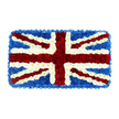 A patriotic floral Union Jack is presented as a flat, rectangular tribute, its vivid red, white, and blue tones standing sharply against a clean white background. The flag's familiar geometry is recreated not with fabric but with countless clustered blossoms, giving the piece a gently raised, cushion-like profile. Deep, velvety blue flowers form the base, filling each corner and reaching out to a tidy outer border that frames the entire arrangement. On top of this sea of blue, the bold red of St George's Cross runs from edge to edge, its vertical and horizontal arms composed of tightly grouped red blooms, likely compact chrysanthemums or similar sturdy flowers that hold their shape. Crossing diagonally, the finer red lines of St Patrick's Cross subtly overlay the design, carefully positioned so the pattern remains exact. Every red band is bordered with narrow lines of pure white flowers, providing the classic fimbriation that keeps the colours cleanly separated. The broader diagonal white of St Andrew's Cross emerges between these layers, its soft, petal-rich texture catching the light in a way that makes the cross appear almost softly illuminated. From a distance, the tribute reads as a precise British flag; when imagined up close, you can sense the cool freshness of the petals and the gentle resilience of the blooms packed shoulder to shoulder. This kind of arrangement is often selected in Oxford and the surrounding villages for funerals, memorials, or civic services, perhaps accompanying a service near the city centre, along Banbury Road, or in the quieter churchyards beyond, where families wish to express both remembrance and national pride in a single, dignified floral gesture.